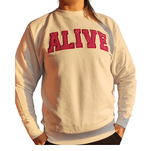Ženski pulover z vezenim napisom 'Alive'
